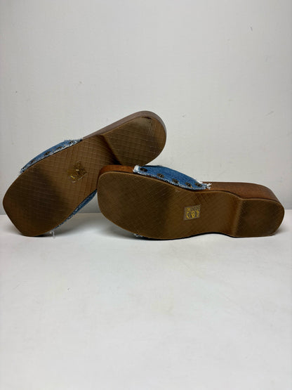 W Shoe Size 9 Re/Done & Dr. Scholls Brown, Blue Wood Women's Pre-owned Clogs