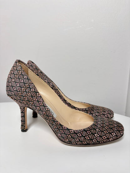 W Shoe Size 36.5 (6.5 US) Jimmy Choo Pink Canvas/Tapestry Pump