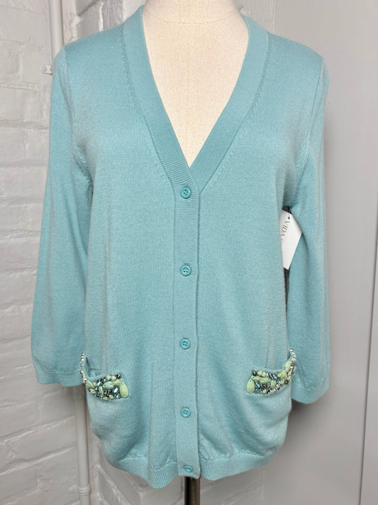 Women Size M Kate Spade Madison Ave Aqua Solid Cardigan