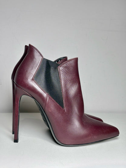 W Shoe Size 38.5 Saint Laurent Burgundy Leather Cowhide Women's Boots