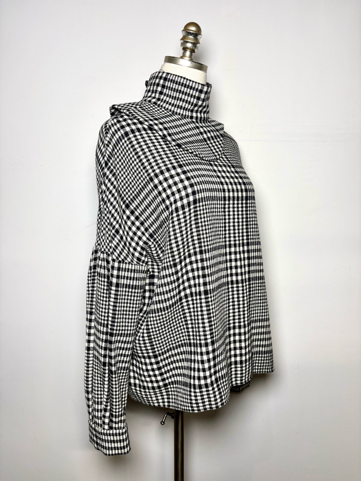 Women Size 6 Tibi Black/White Plaid 62% Wool 38% Polyamide Pre-owned Top