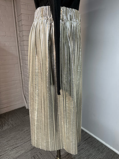 Women Size 38 (6 US) Etoile Isabel Marant Metallic Silver Pleated Skirt
