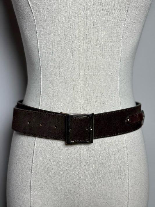 Dolce & Gabbana Suede Leather 32.5"-36.5" Dark Brown Women's Belt