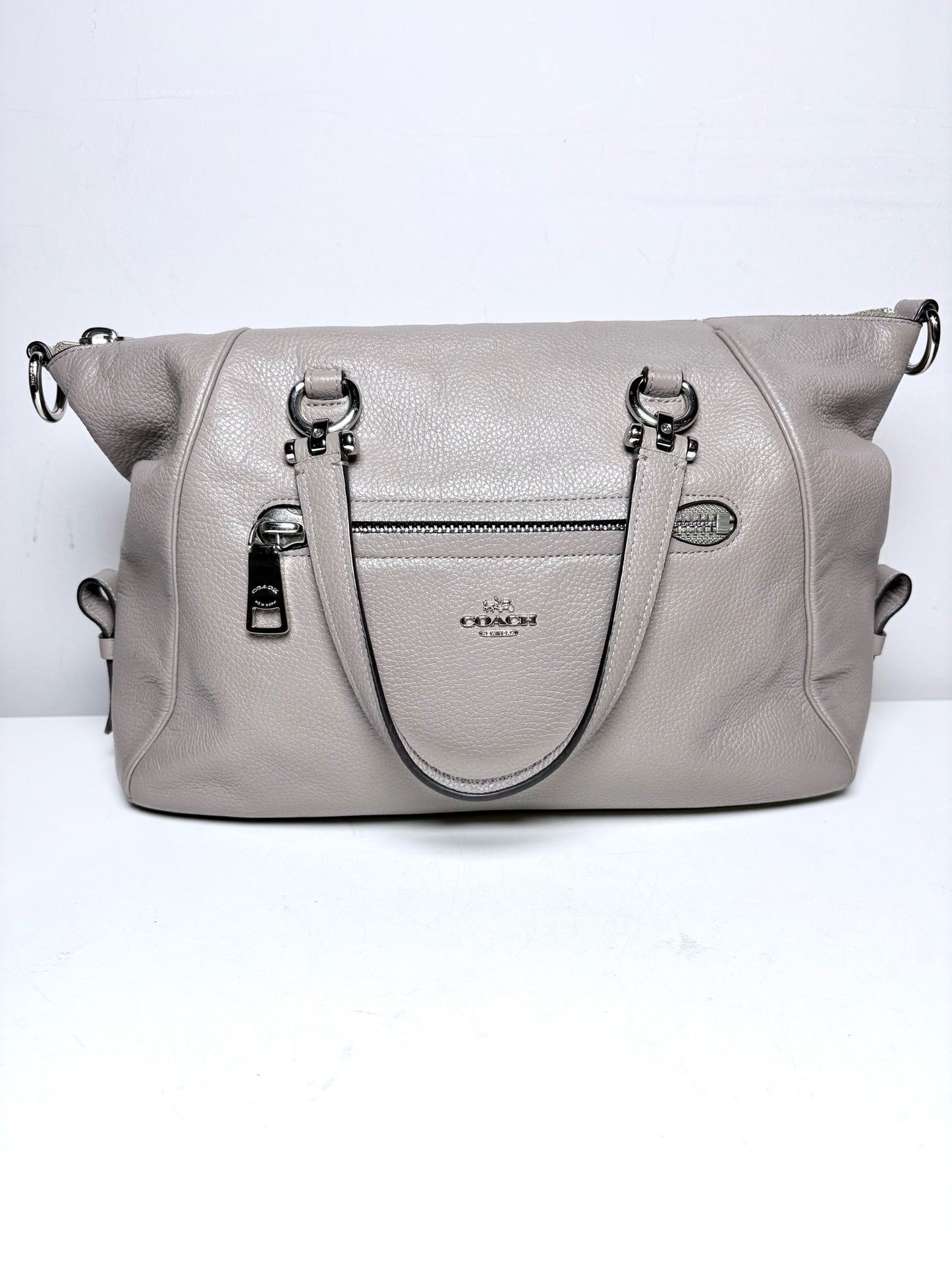 Women's Coach Primrose 37934 Taupe Pebble Leather Pre-Owned Medium Satchel Purse