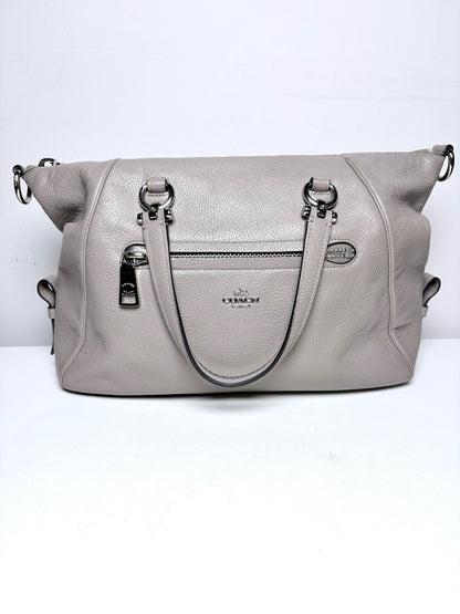 Women's Coach Primrose 37934 Taupe Pebble Leather Pre-Owned Medium Satchel Purse