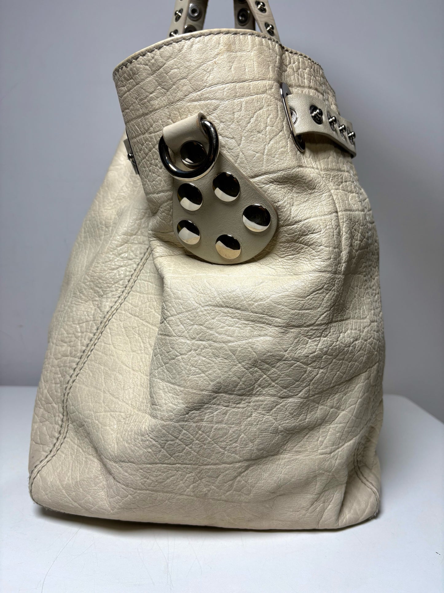 Dolce & Gabbana Rebecca Bag Studded Leather Pre-owned Cream Large Bag