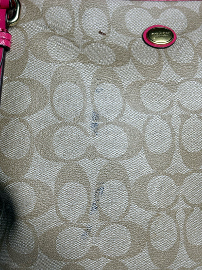 Coach Monogram Vintage Coated Canvas Pre-owned Beige, Hot Pink Medium Purse