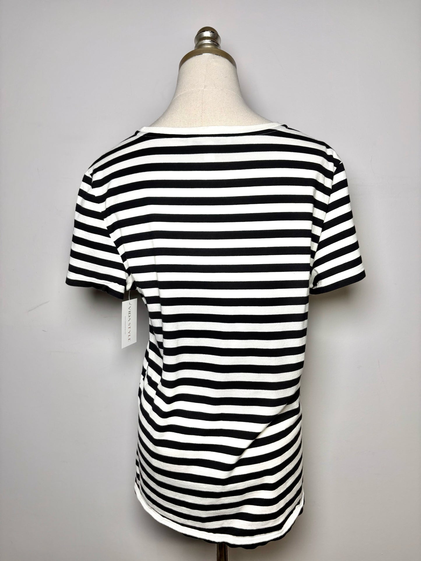 Women Size M Max Mara Black/White Striped, Embroidered Cotton Pre-owned T-shirt
