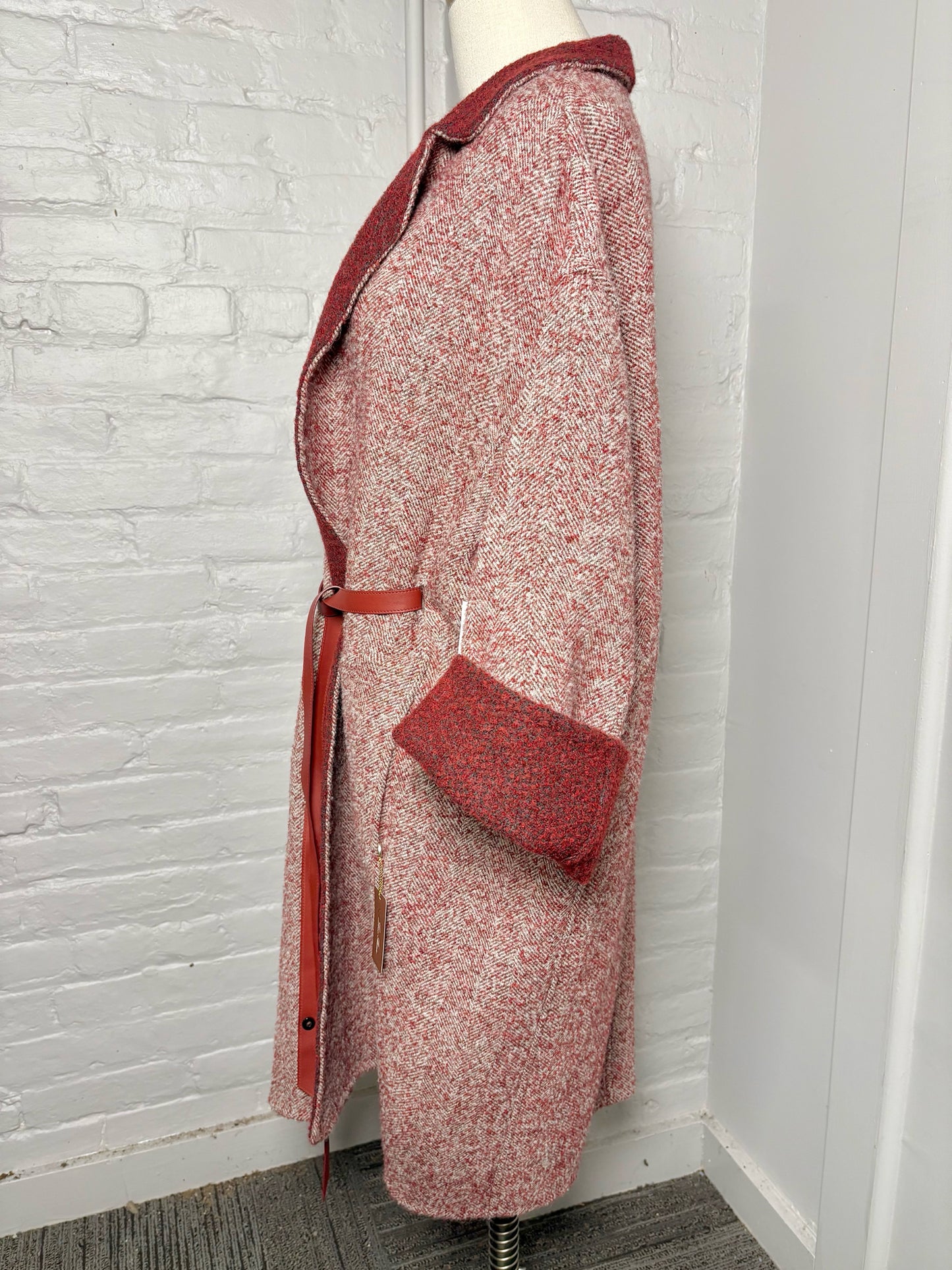 Women Size 48 (14 US) Loro Piana Burgundy Boucle Wool, Alpaca Coat