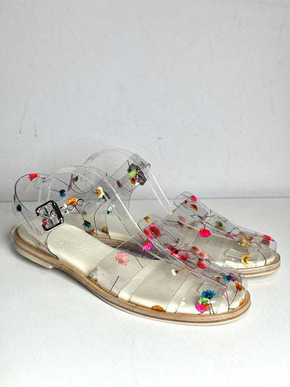 W Shoe Size 10 Freda Salvador Sera Fisherman Pressed Flower PVC Pre-owned Sandal
