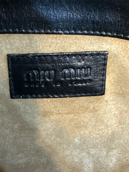 Miu Miu Vintage / Y2K Cracked Leather Black Handbag