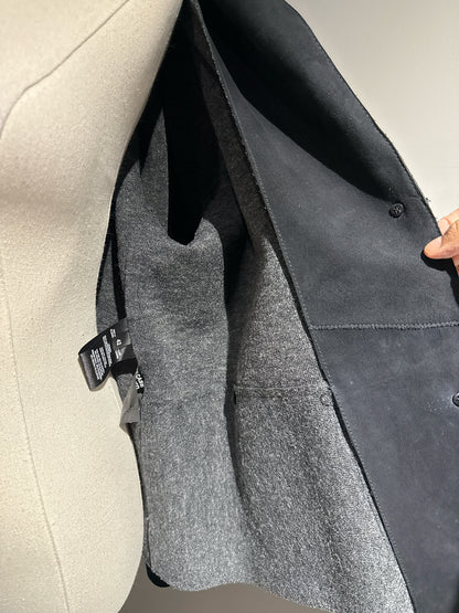 Women Size M Verdura Pelle Black Solid Leather Jacket