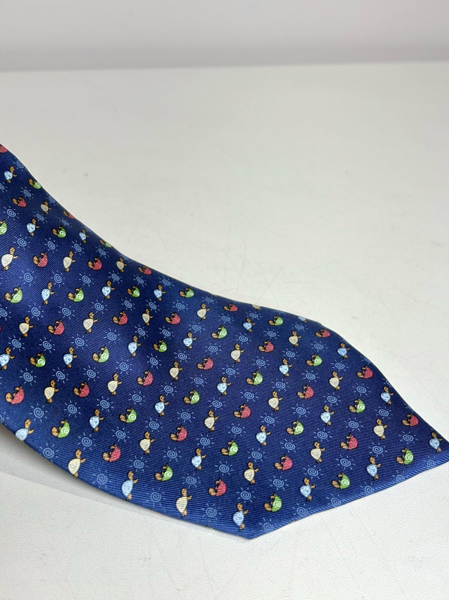 Salvatore Ferragamo Blue 100% Silk Mini Turtles Men's Tie