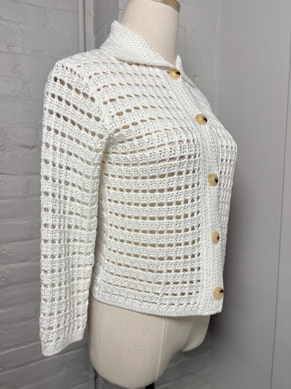 Women Size XS Vince White Knitted Cardigan Sweater