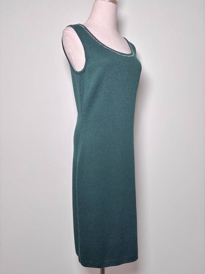 Women Size 4 St. John Evening Green Solid Wool, Rayon Dress