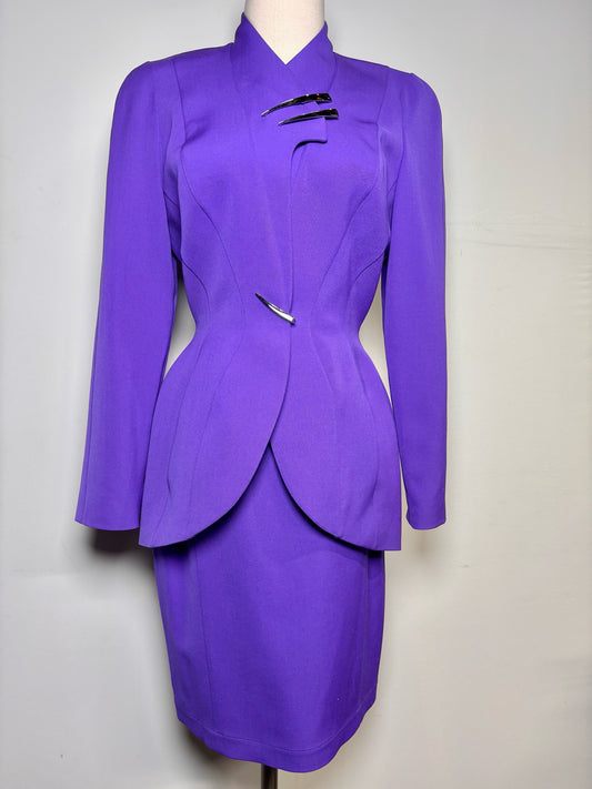 Women Size 36 (4 US) Thierry Mugler Paris Purple Solid Vintage 2 Piece Set