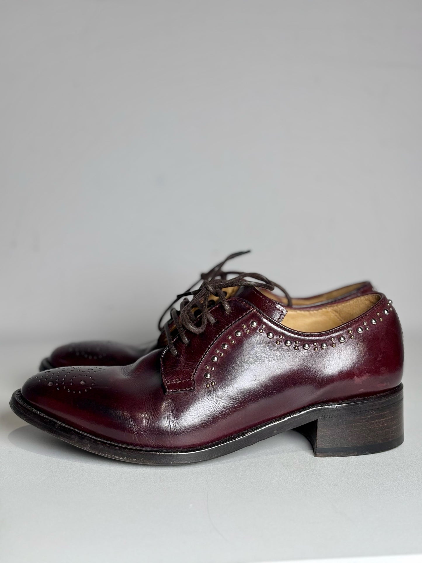W Shoe Size 36 (6, US) Officine Creative Burgundy Leather Cowhide Lace-ups