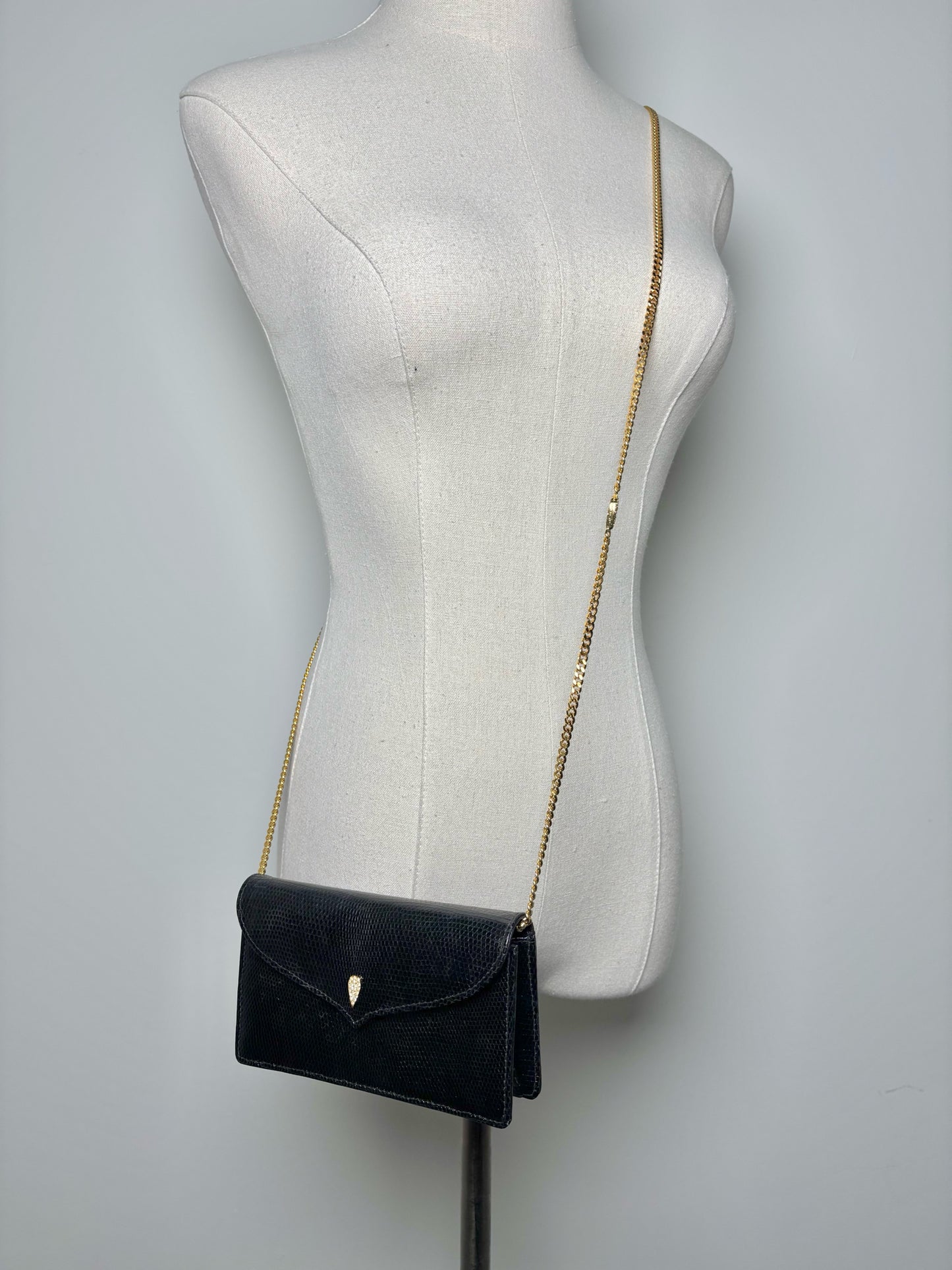 Lana of London by Lana Marks Leather Black Crossbody Crystal Embellishment Purse