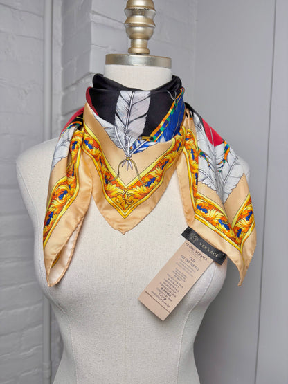 Versace Print Silk 100% Silk Vintage 1980s 34 x 34 Scarf