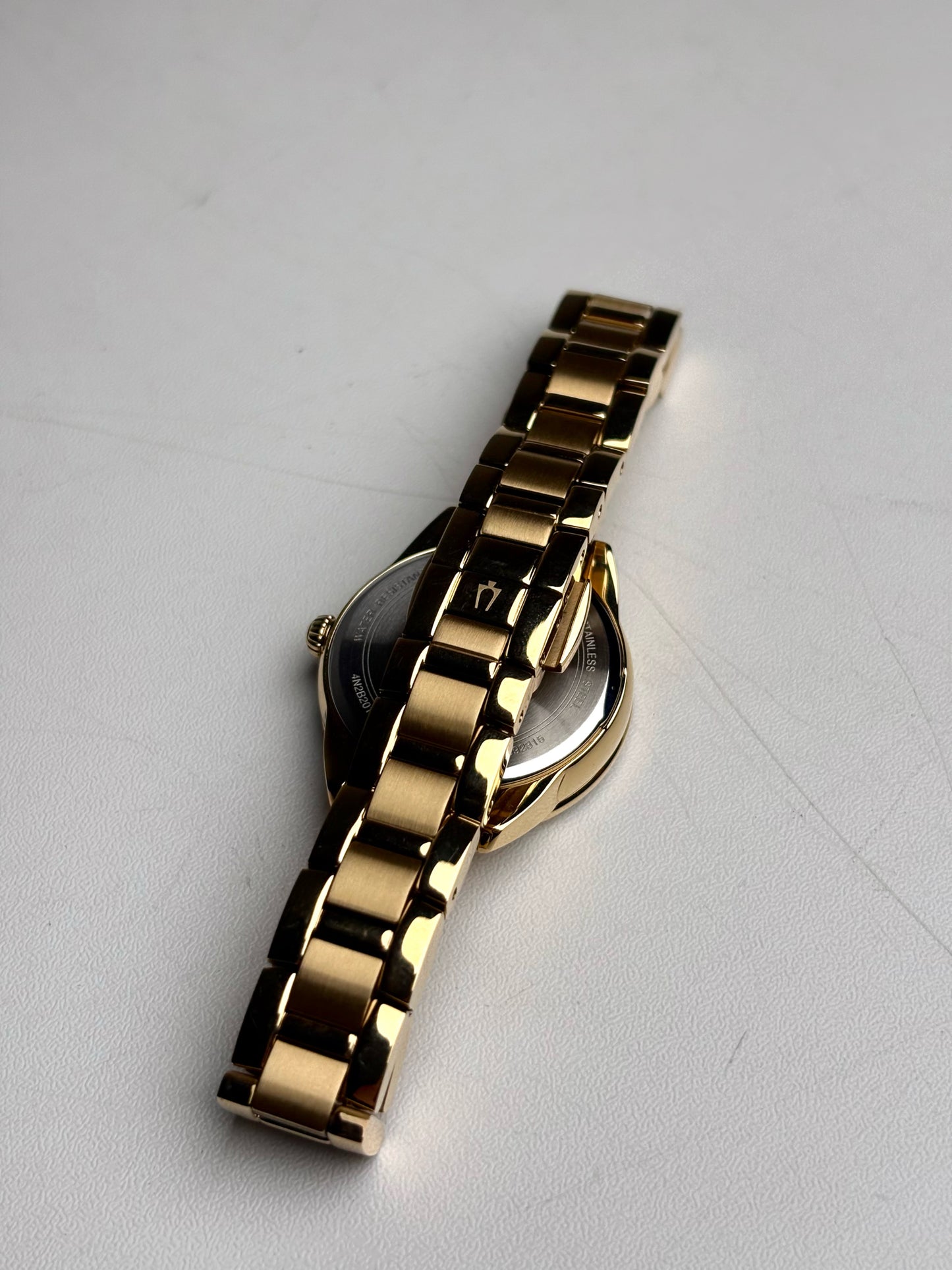 Bulova Gold-tone Stainless Steel Diamonds Pre-owned Watch