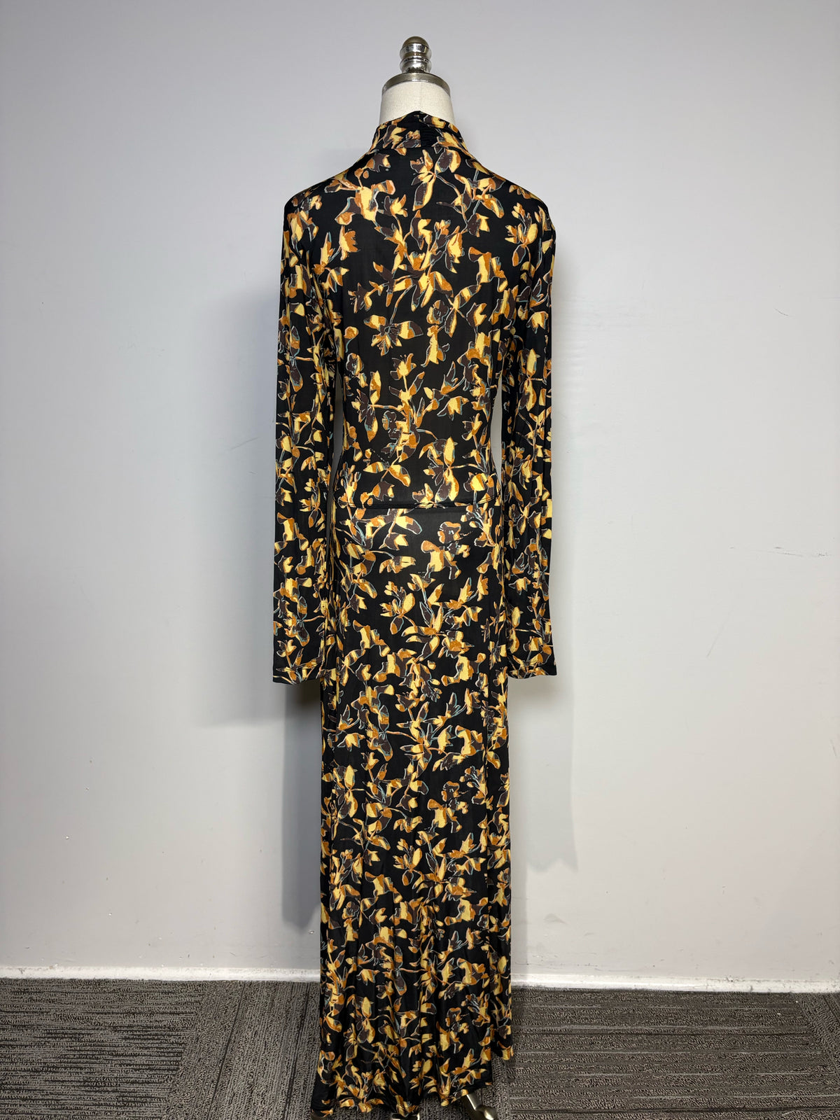 Women's Size XL Ulla Johnson Amari Black Gold Solaris Floral Print Pre-Owned Maxi Dress