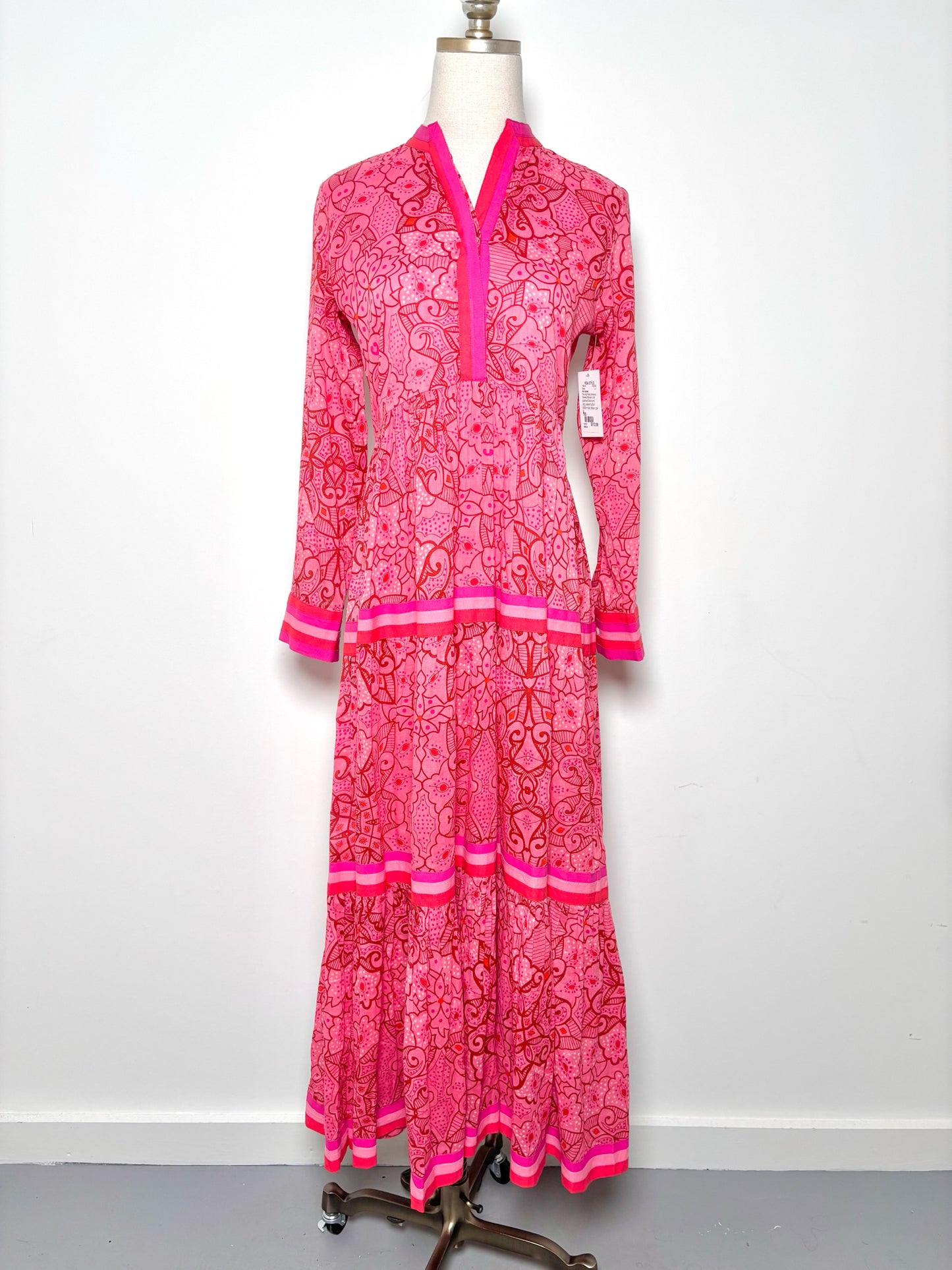 Women Size XS Ro's Garden Pink, red Floral Cotton Dress