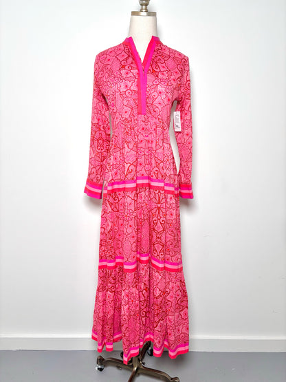 Women Size XS Ro's Garden Pink, red Floral Cotton Dress