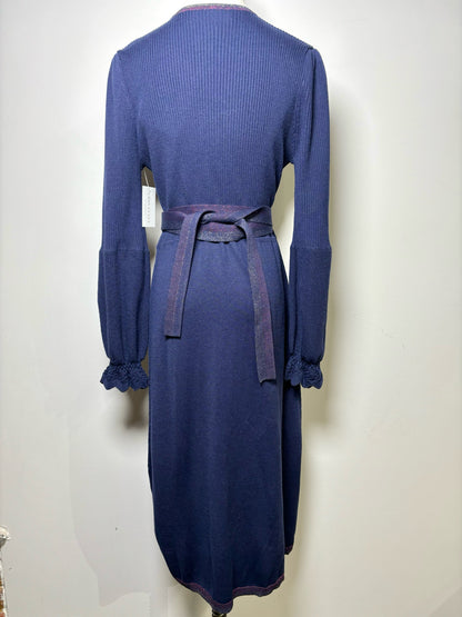 Women Size M Diane Von Furstenberg Purple Solid Wool Wrap Dress
