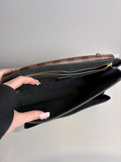 Coated Canvas Louis Vuitton Damier Ebene Brown Purse