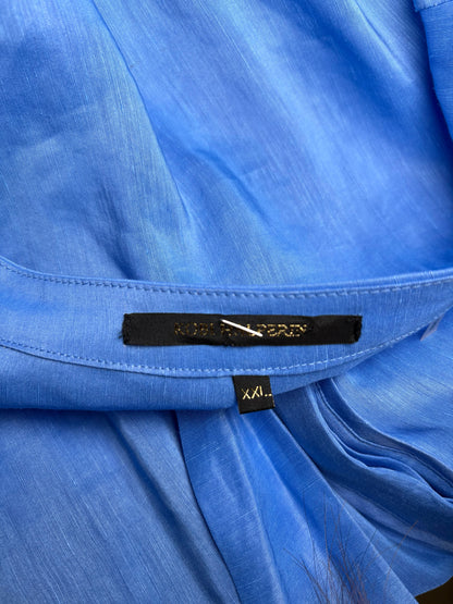 Women Size XXL Kobi Halperin Blue Solid Linen/Silk Blend Pre-owned Dress
