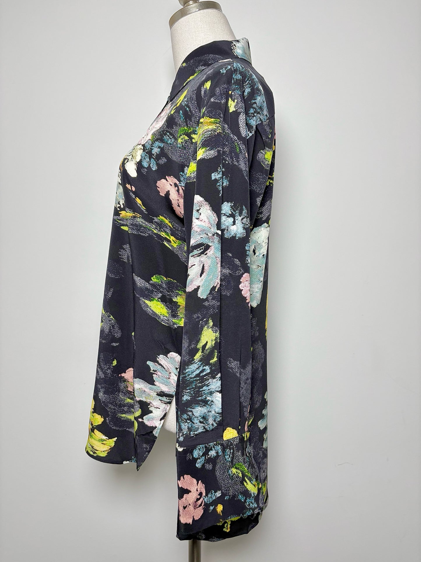 Women Size 36 Joseph Black, pink, yellow Floral Silk Blouse
