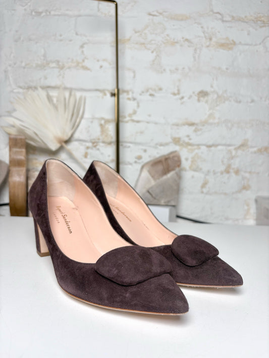 W Shoe Size 38.5 Rupert Sanderson Dark Brown Suede Pre-owned Pump