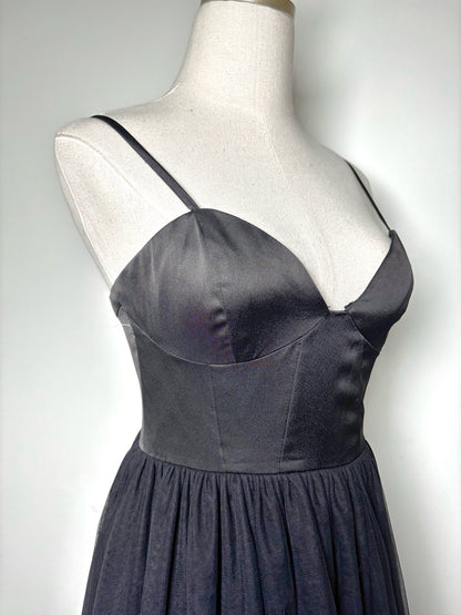Women Size 6 Fame and Partners Black Tulle Cocktail Midi Dress