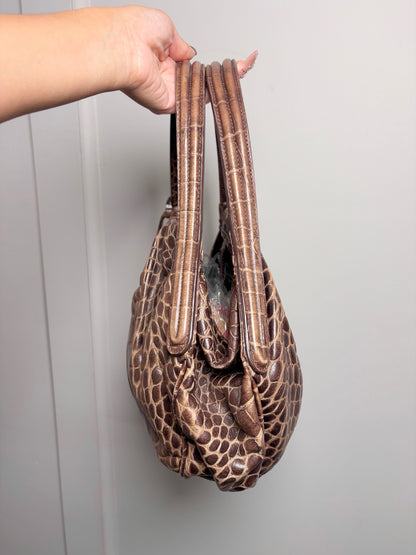 Leather Giorgio Armani Croc Embossed Vintage Brown Medium Purse