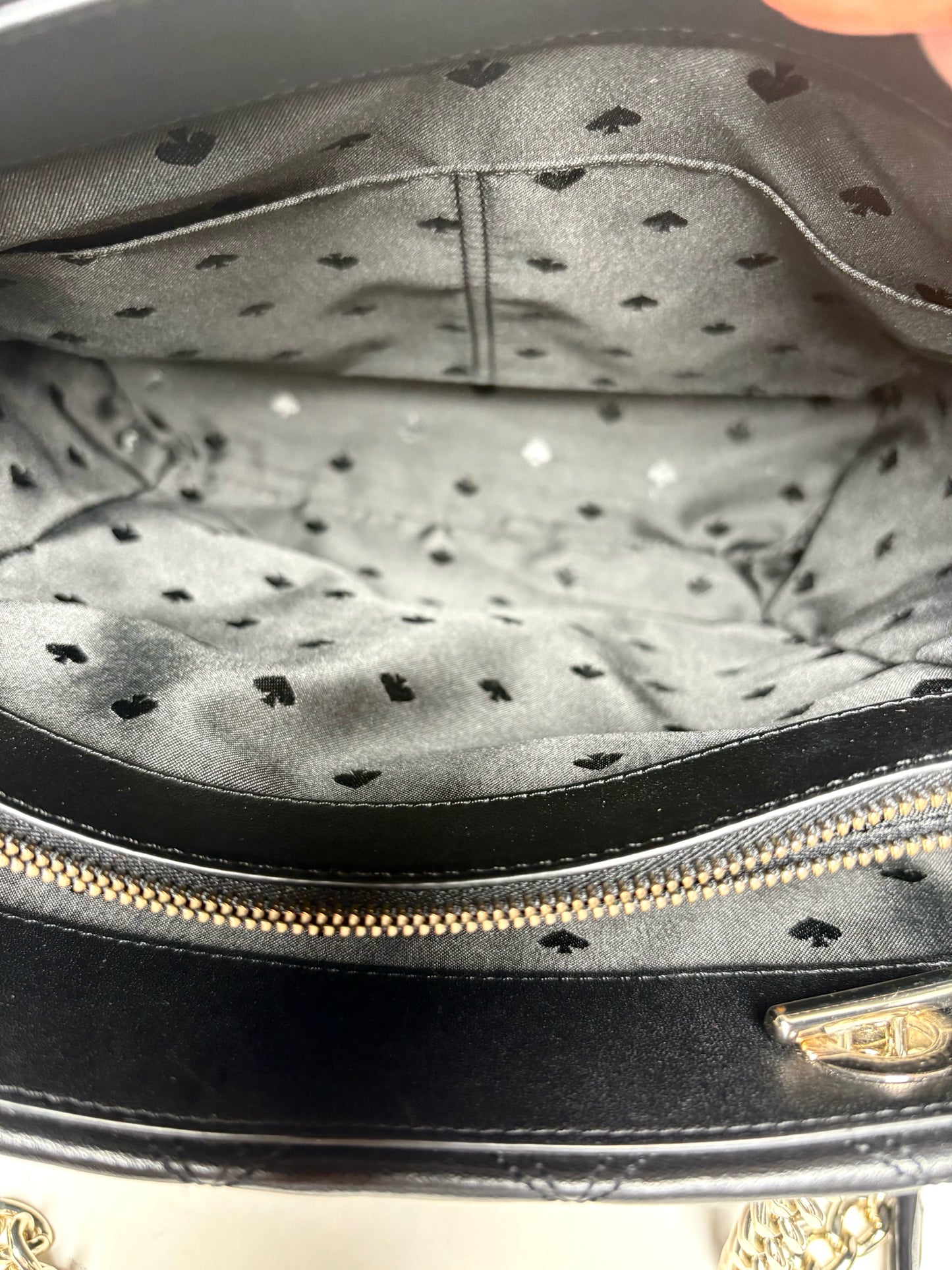 Kate Spade New York Diamond Quilt Leather Pre-owned Black Carey Tote Bag