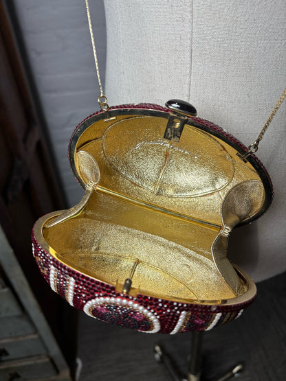 Judith Leiber Swarovski Crystals Egg Vintage Burgundy Purse