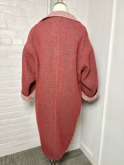 Women Size 48 (14 US) Loro Piana Burgundy Boucle Wool, Alpaca Coat