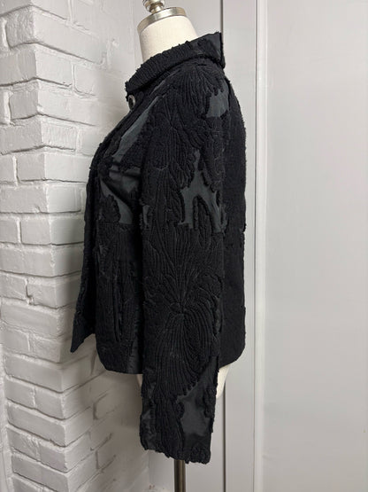 Women Size S Piazza Sempione Black Jacquard Cotton Blend Jacket