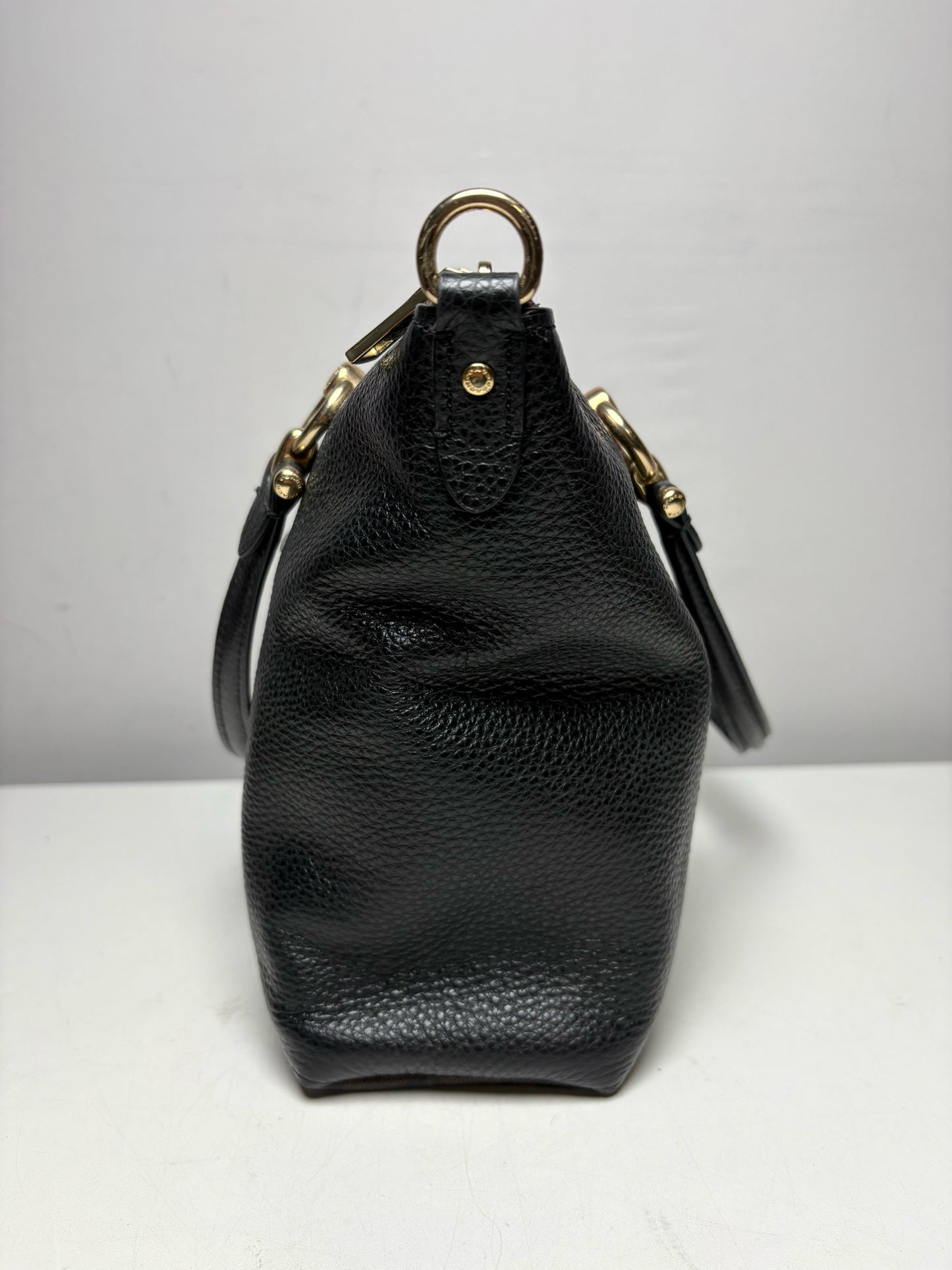 Women's Coach Kacey Brown & Black Signature Monogram Pebble Leather Pre-Owned Satchel Bag