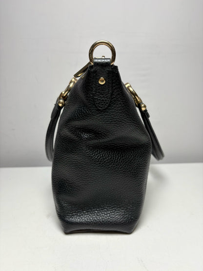 Women's Coach Kacey Brown & Black Signature Monogram Pebble Leather Pre-Owned Satchel Bag