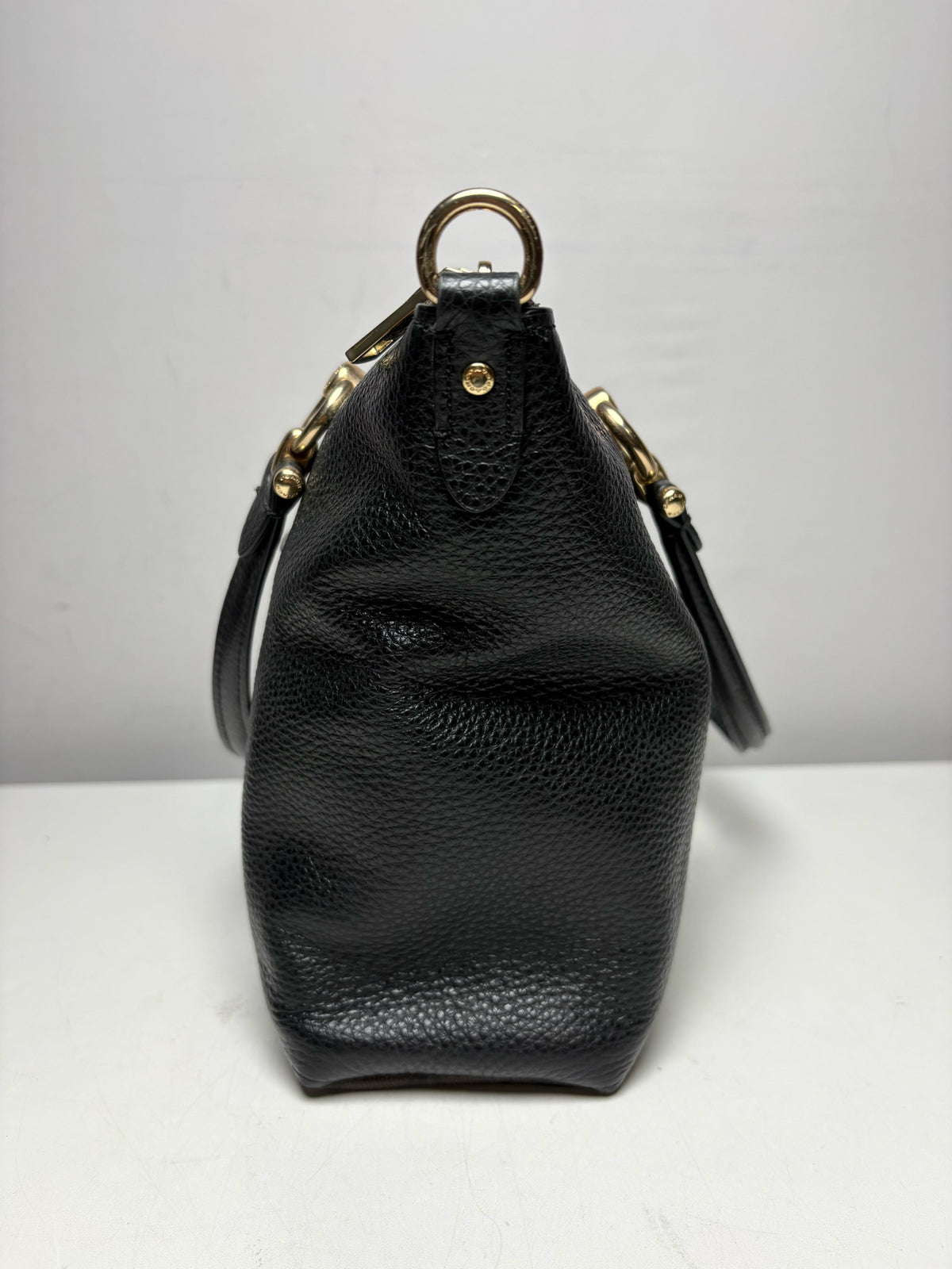 Women's Coach Kacey Brown & Black Signature Monogram Pebble Leather Pre-Owned Satchel Bag