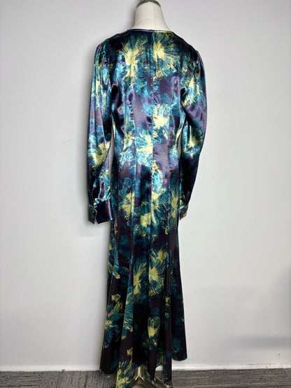 Women Size M Ulla Johnson Azrou Blue, Green Print Pre-owned, NWT Midi Dress