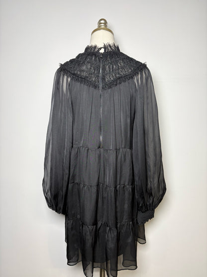 Women Size 8 Alice + Olivia Black Solid Nylon Pre-owned Dress
