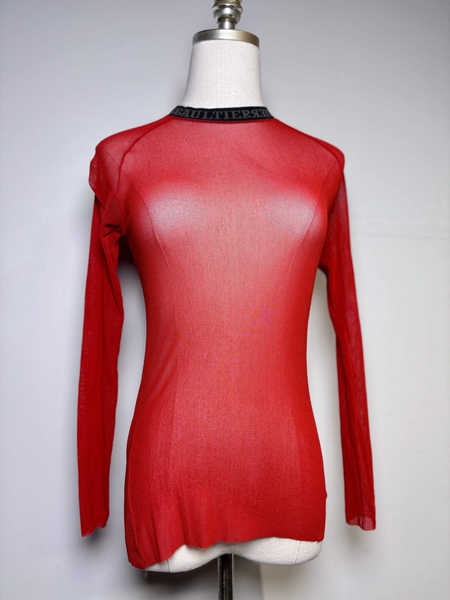 Women Size M Jean Paul Gaultier Red Vintage Mesh Pre-owned Shirt