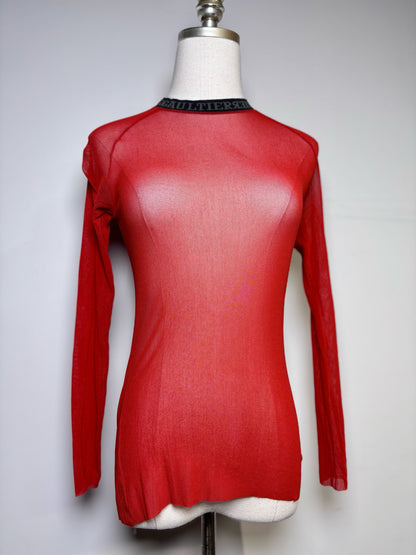 Women Size M Jean Paul Gaultier Red Vintage Mesh Pre-owned Shirt