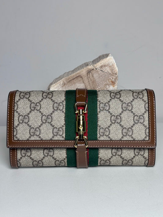 Gucci GG Supreme Jackie 1961 Pre-owned Beige Authentic Pre-owned Wallet on Chain