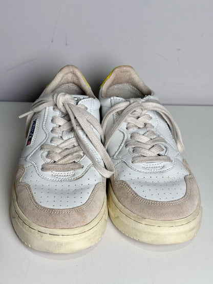 W Shoe Size 38 Autry Beige, White, Yellow Leather & Suede Women's Sneakers