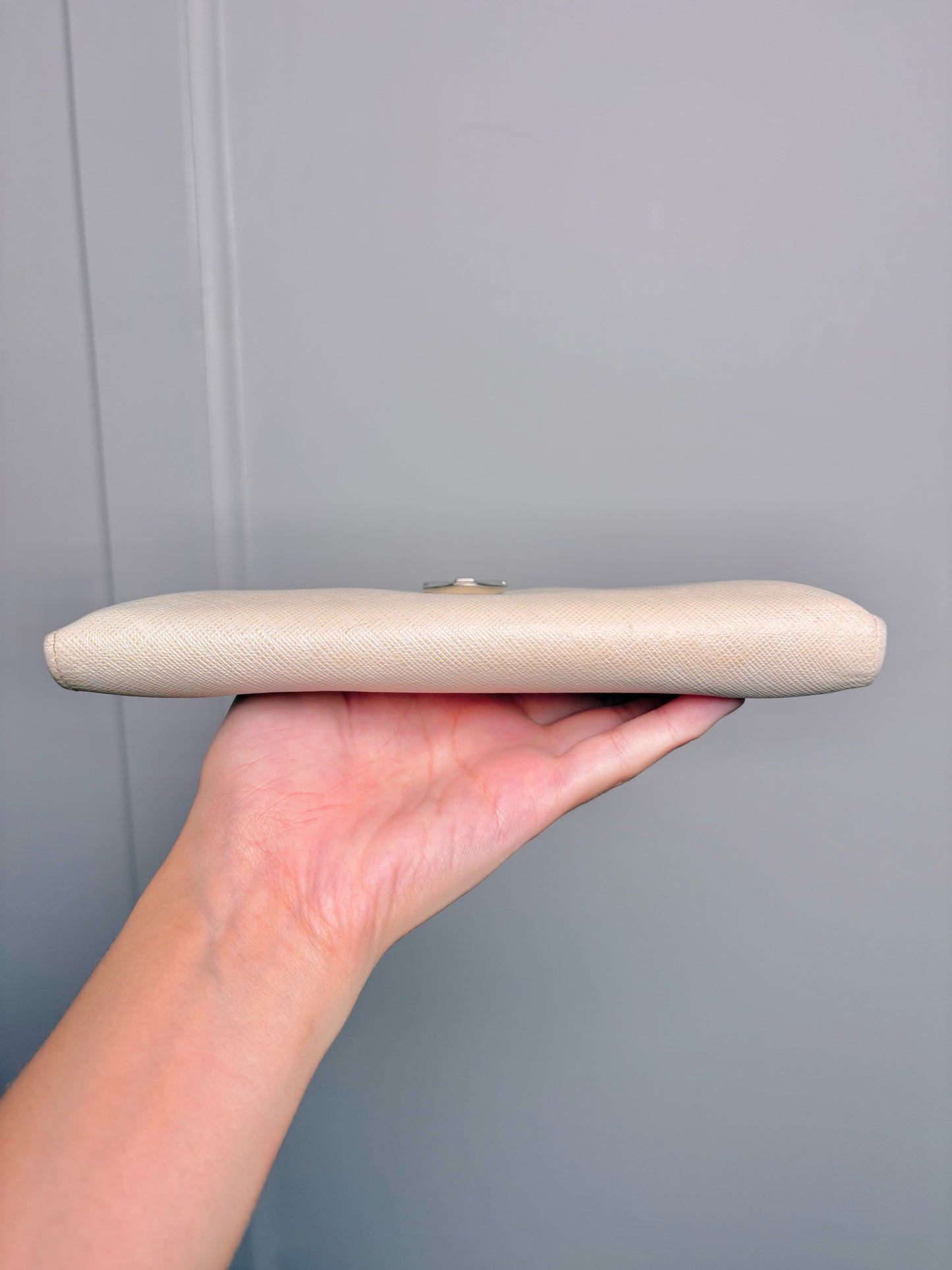 Salvatore Ferragamo Saffiano Leather Vintage Bone Gancini Wallet