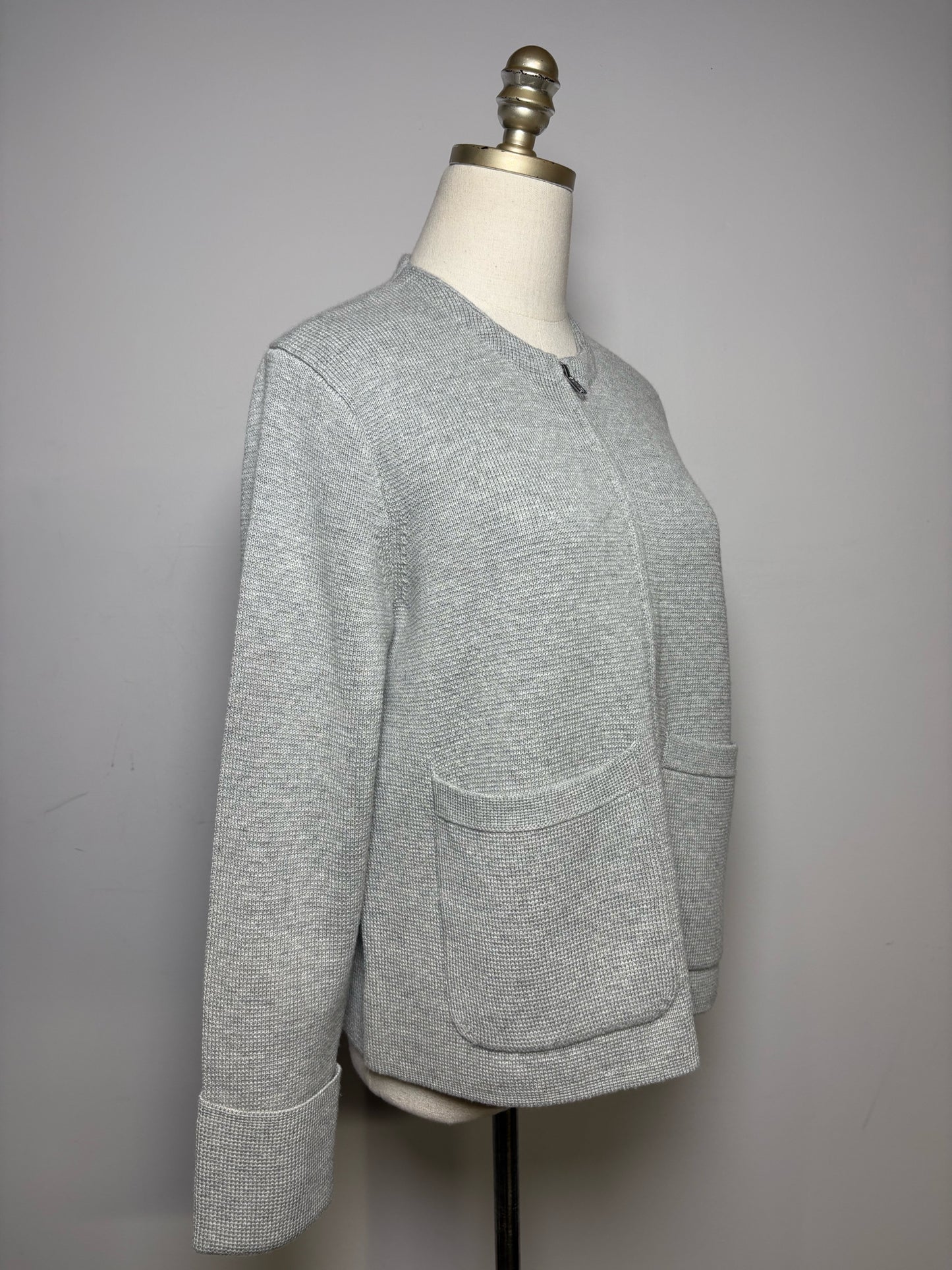 Women Size XS J.Crew 365 Light Gray Waffle Knit Cotton Wool Blend Pre-Owned Sweater