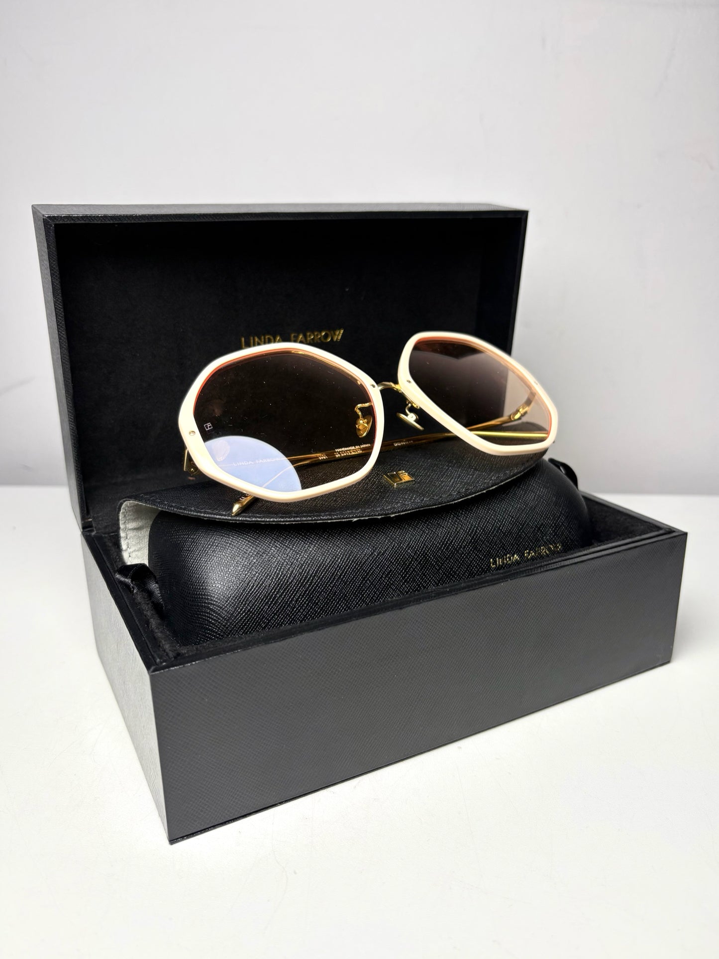 Linda Farrow Alona Sunglasses NWOT Peach Acetate, Titanium Sunglasses